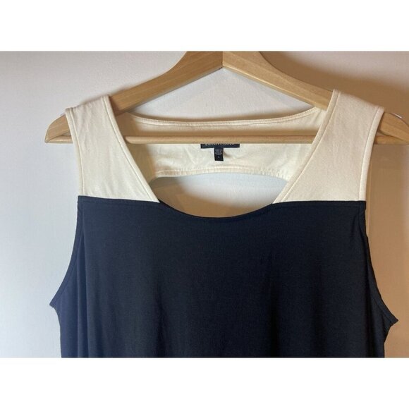 Eileen Fisher Dress Sleeveless Stretch Black Cream Size Large L - Picture 2 of 5